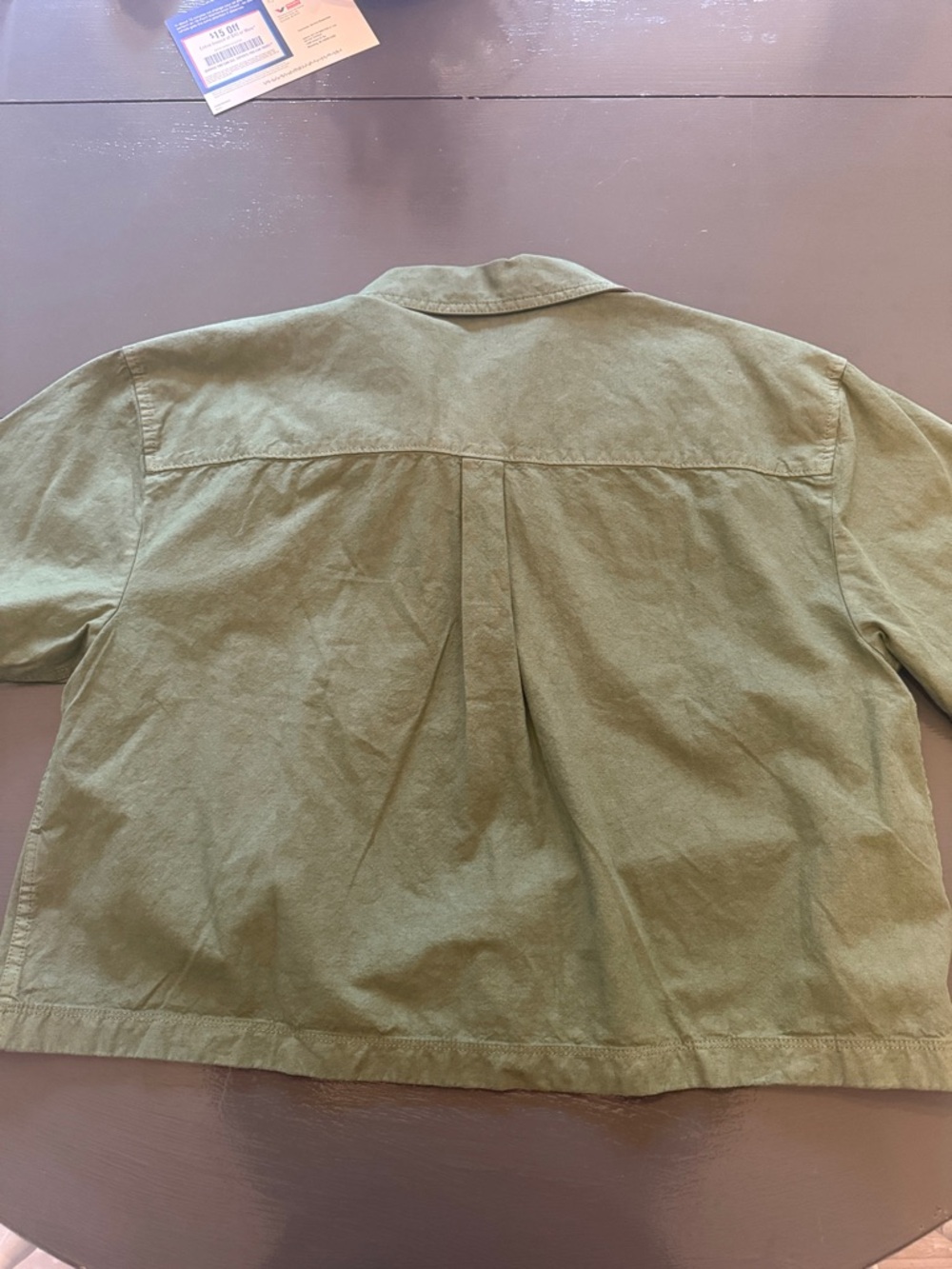 J.Crew Popover Cropped Shirt Sz M Cotton Linen Blend Green Denim Utility Boxy - Picture 7 of 10